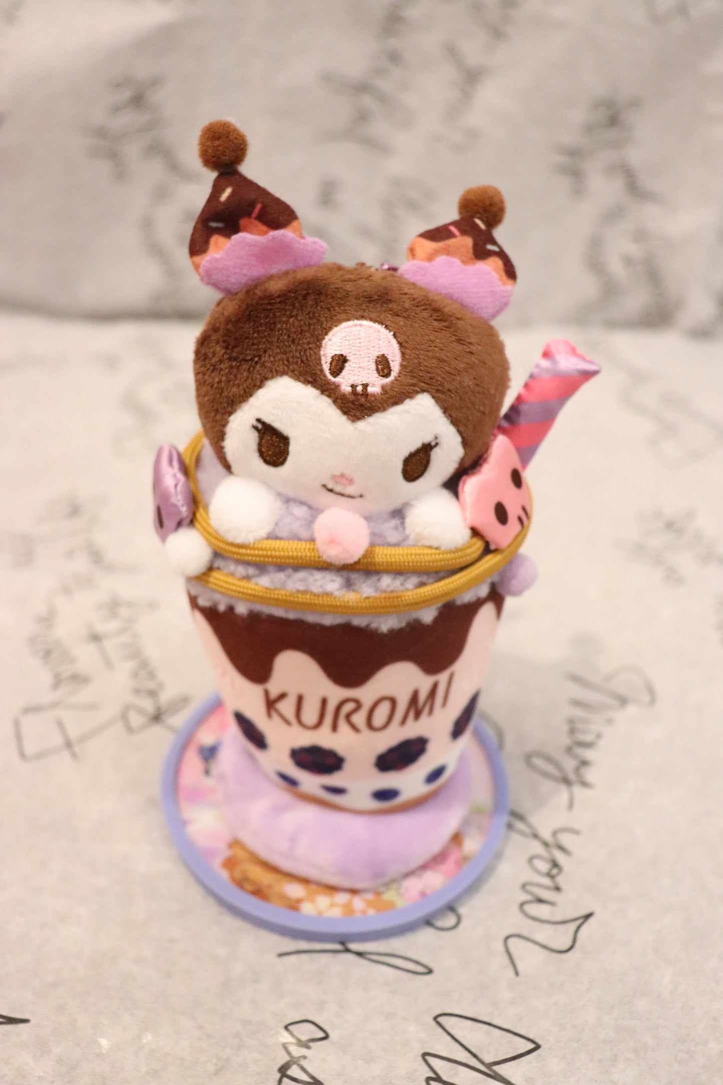 Sanrio keychain features KUROMI-kawaii-sweet-bubble tea