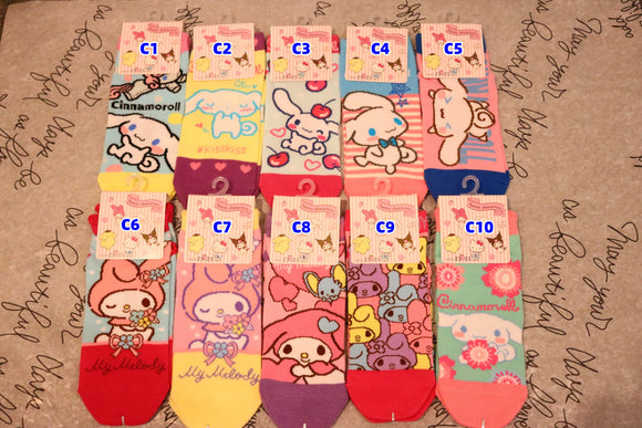 Sanrio Socks-Cinnamoroll-Pompompurin-kuromi socks-One size