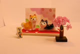 2 Shiba inu~~Japanese dogs sit with Sakura flower - LE COSE DIYADI