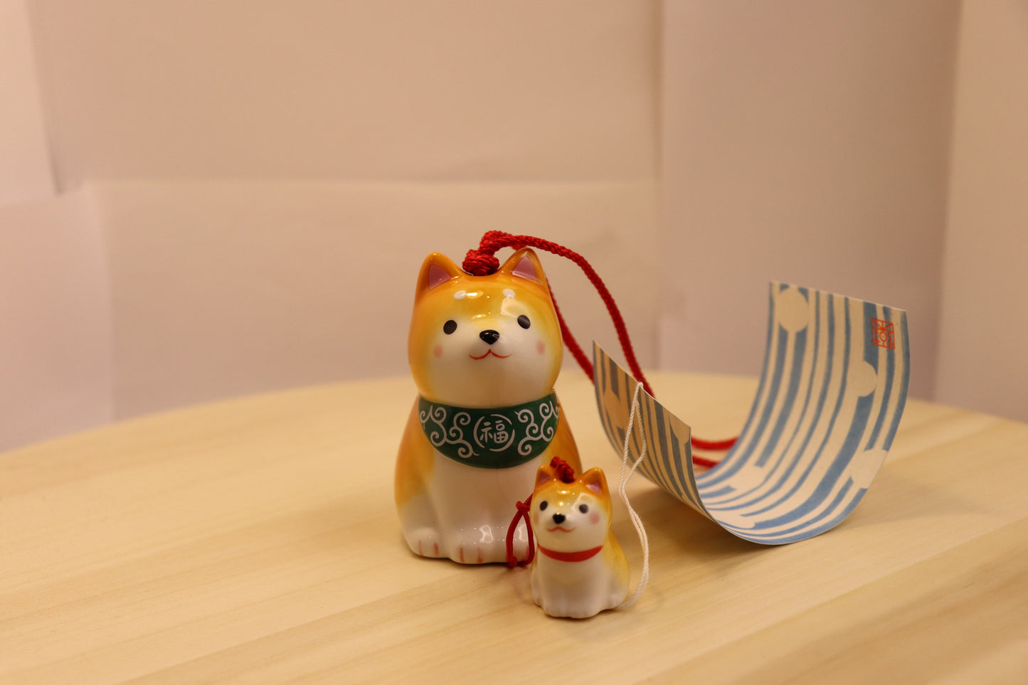 FUURIN OF SHIBAINU ,Lucky dog WIND CHIME WITH 2 Yellow Shiba inu dog Japanese - LE COSE DIYADI