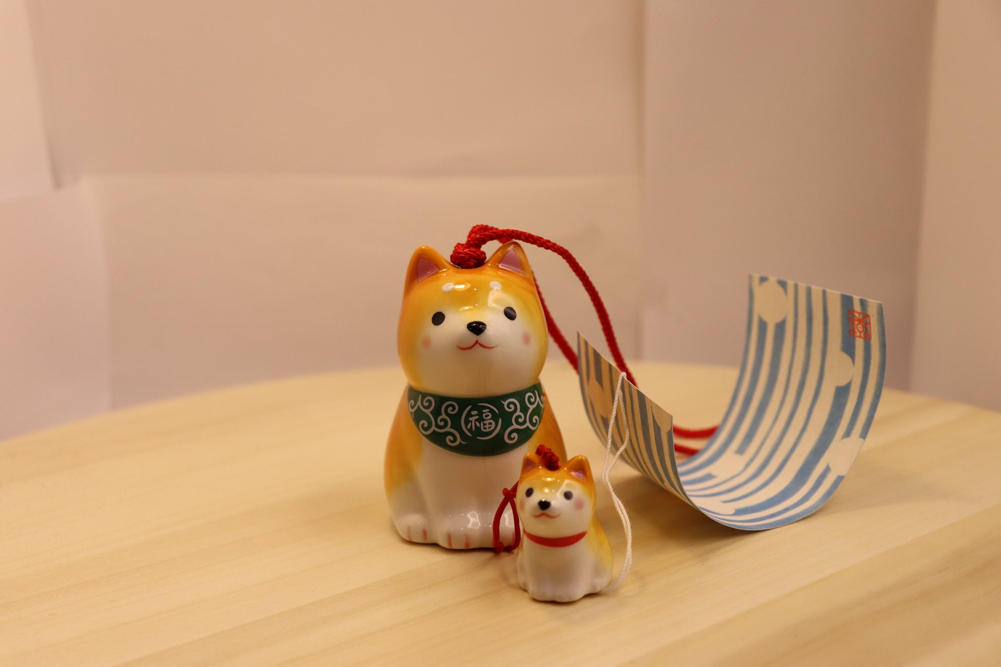 FUURIN OF SHIBAINU ,Lucky dog WIND CHIME WITH 2 Yellow Shiba inu dog Japanese - LE COSE DIYADI