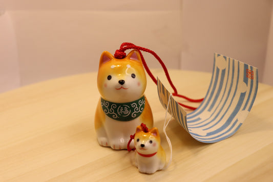 FUURIN OF SHIBAINU ,Lucky dog WIND CHIME WITH 2 Yellow Shiba inu dog Japanese - LE COSE DIYADI