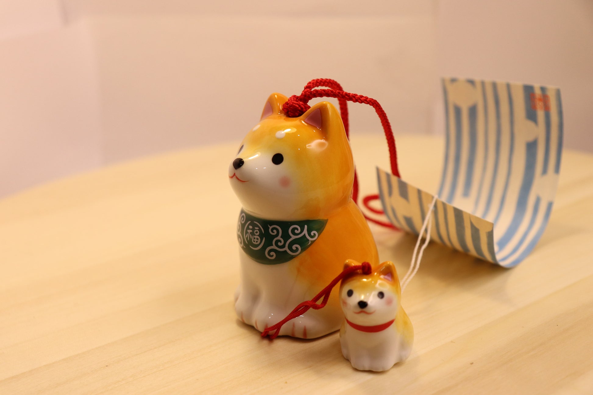 FUURIN OF SHIBAINU ,Lucky dog WIND CHIME WITH 2 Yellow Shiba inu dog Japanese - LE COSE DIYADI