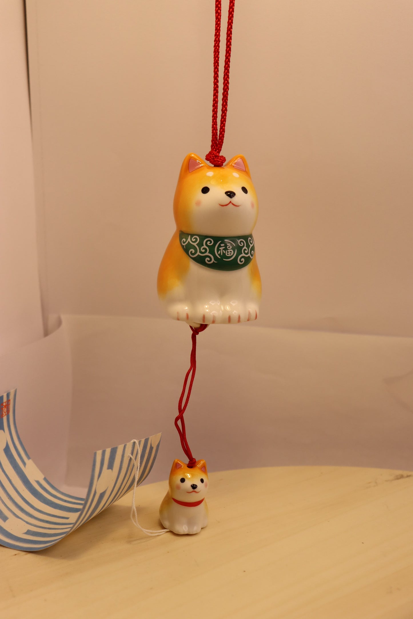 FUURIN OF SHIBAINU ,Lucky dog WIND CHIME WITH 2 Yellow Shiba inu dog Japanese - LE COSE DIYADI