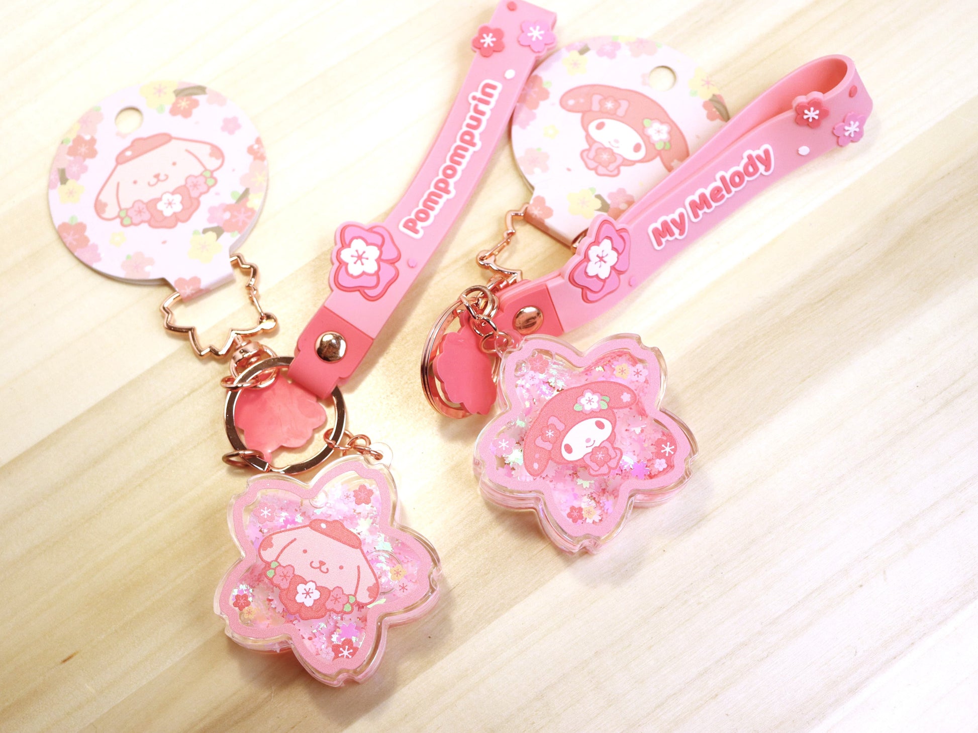 Sanrio keychain-Sakura pink,KUROMI,POMPOMPURIN - LE COSE DIYADI