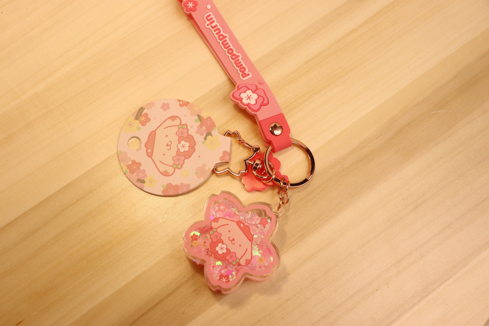 Sanrio keychain-Sakura pink,KUROMI,POMPOMPURIN - LE COSE DIYADI