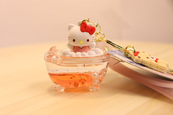Sanrio Keychain quicksand oil liquid-Hello kitty on the Bath tub - LE COSE DIYADI