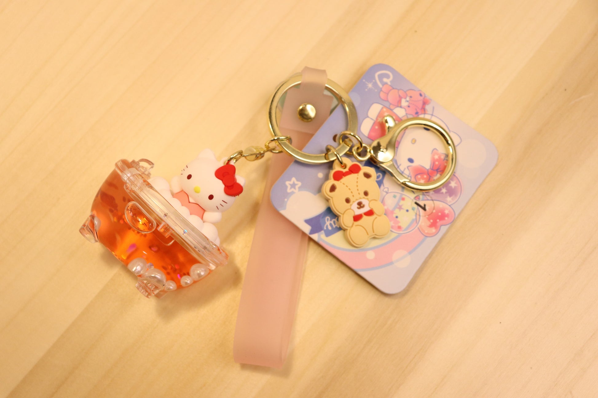 Sanrio Keychain quicksand oil liquid-Hello kitty on the Bath tub - LE COSE DIYADI