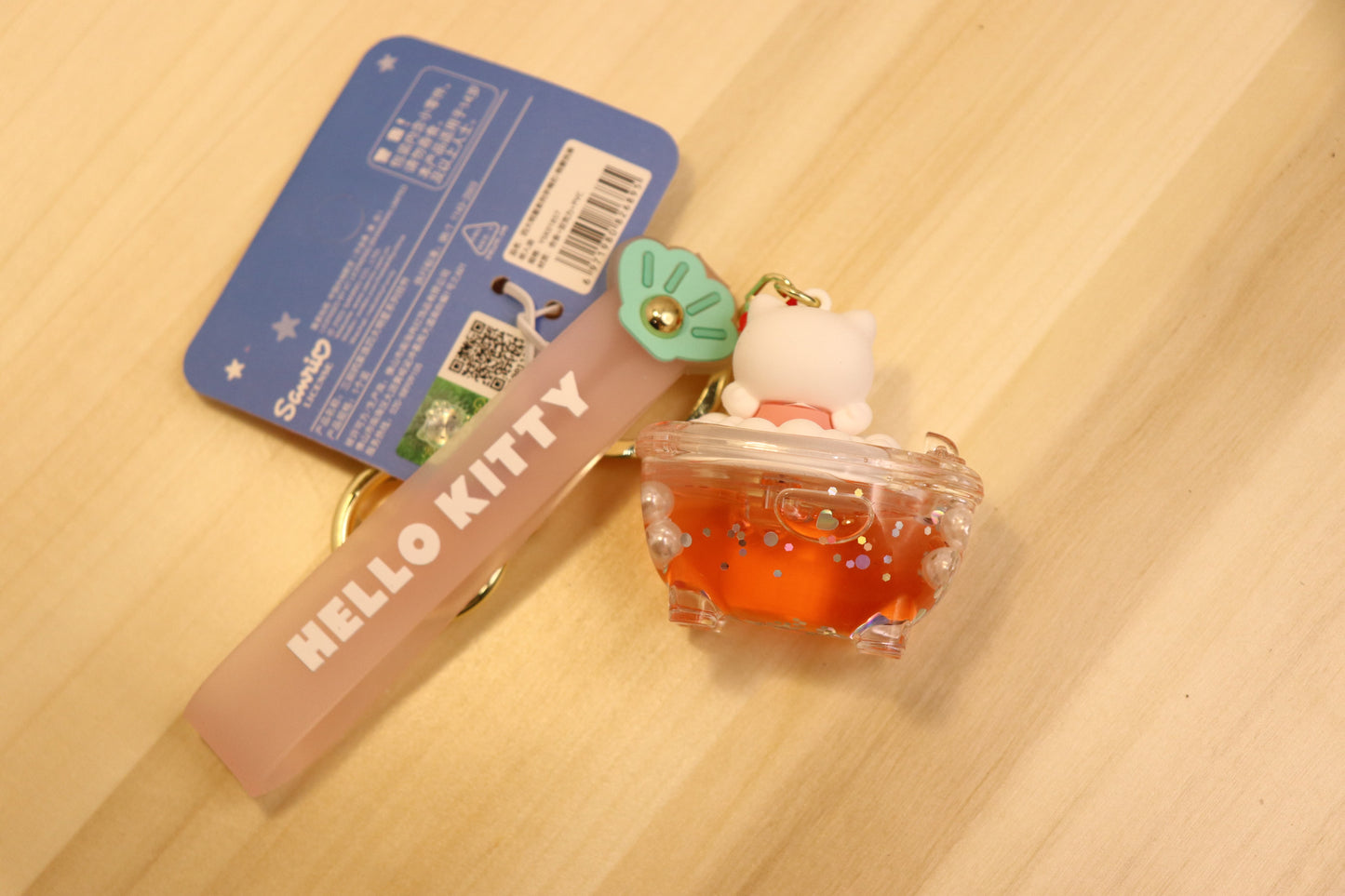 Sanrio Keychain quicksand oil liquid-Hello kitty on the Bath tub - LE COSE DIYADI