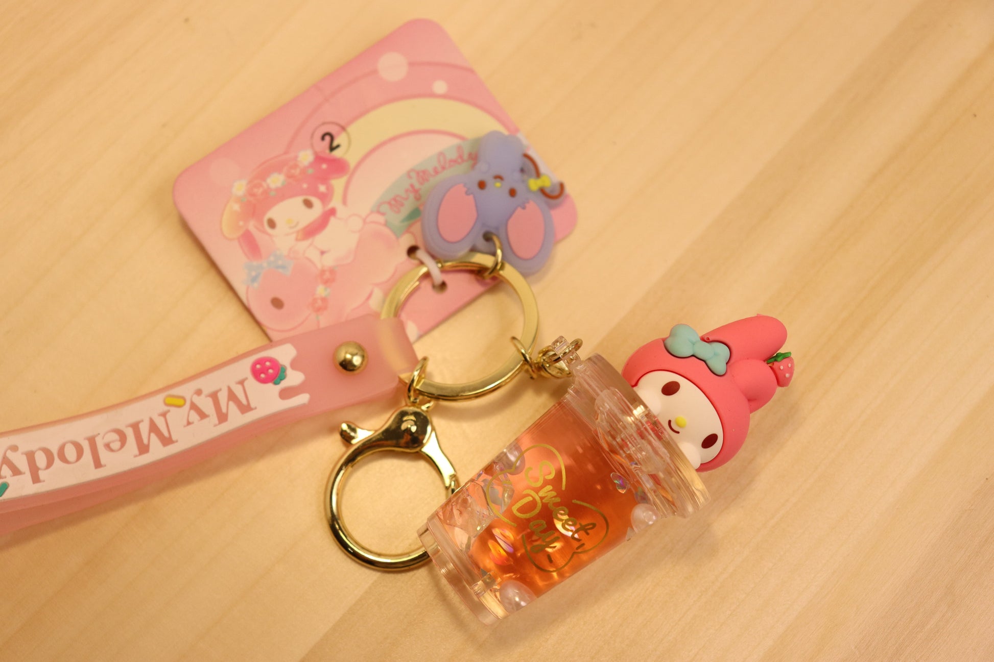 Sanrio Keychain quicksand oil liquid-My Melody on the CUP OF BUBBLE TEA - LE COSE DIYADI