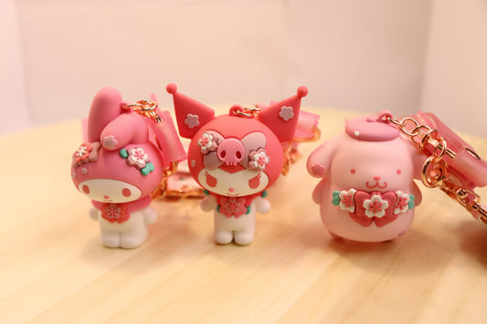 Sanrio keychain-Sakura pink,My Melody,KUROMI,POMPOMPURIN - LE COSE DIYADI