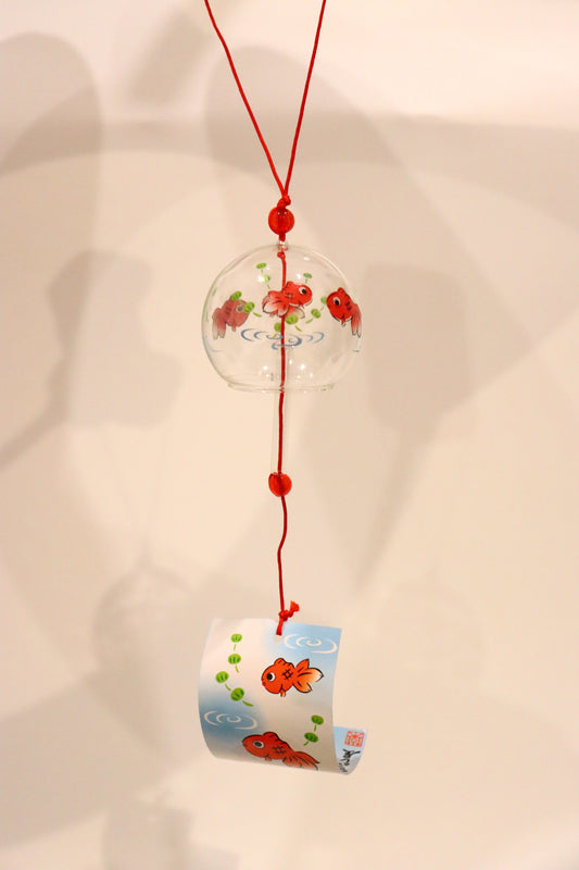 Mini FUURIN -Glass OF Gloden Fish ,Lucky fish WIND CHIME - LE COSE DIYADI