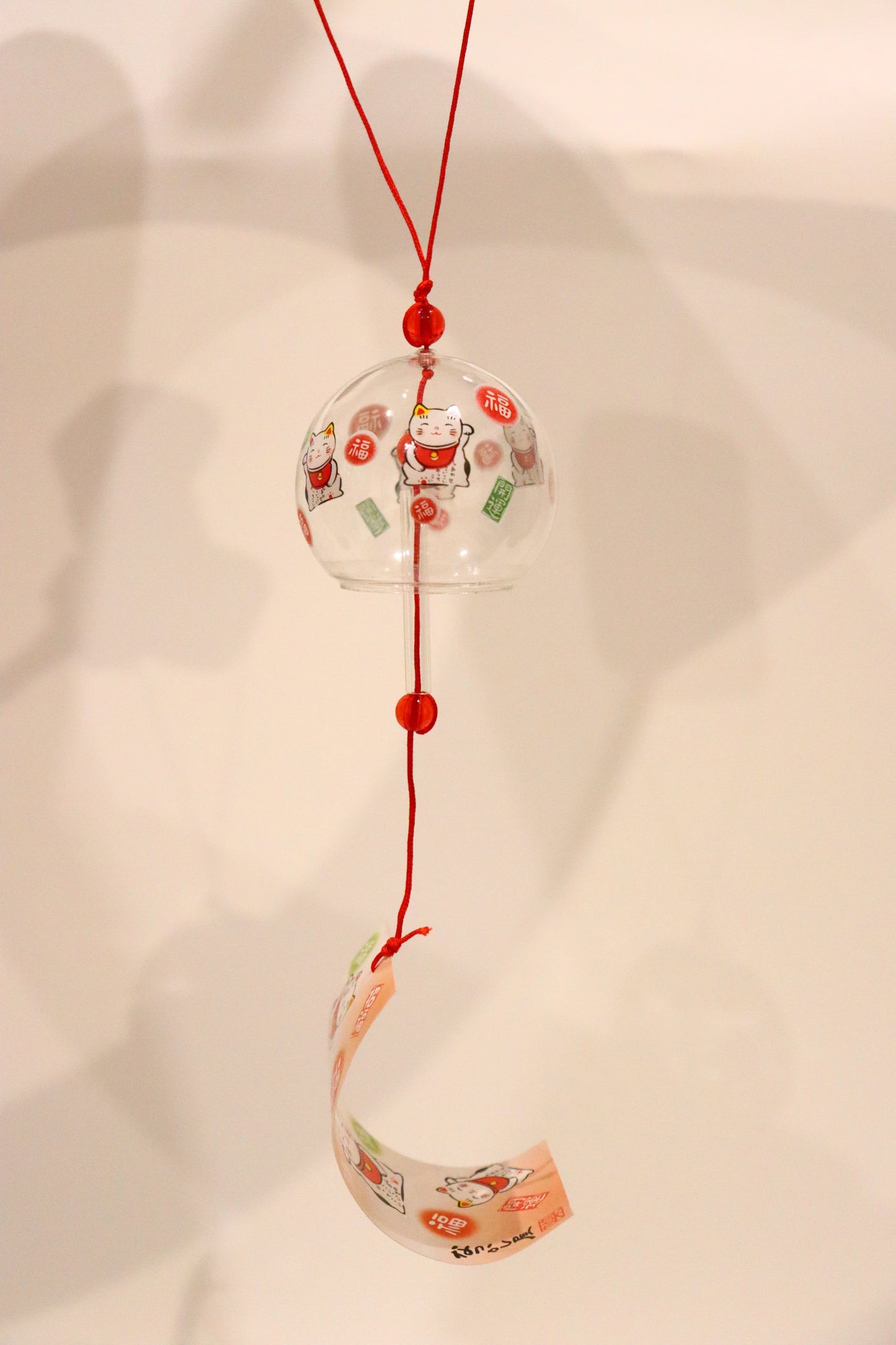 Mini FUURIN -Glass OF MANEKI NEKO ,Lucky cat WIND CHIME - LE COSE DIYADI